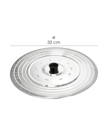 Tapadera Multiusos Acero Inoxidable Ø 32 cm. Uso Tapa Anti Salpicaduras y Escurridor. Tapadera Adpatable Diferentes Medidas