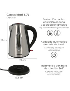 Hervidor De Agua 1,7 Litros. 2200 W. 2