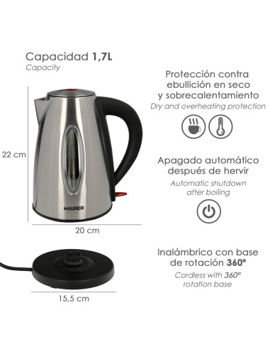 Hervidor De Agua 1,7 Litros. 2200 W.