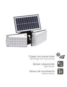 Aplique Solar Led Doble Con Sensor de Movimiento / Crepuscular 450 Lumenes. Protección IP65 2
