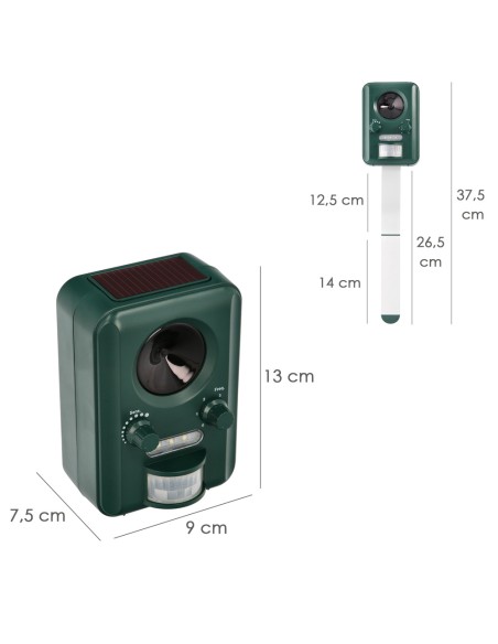 Ahuyentador Ultrasonidos Animales Funcionamiento Solar / Usb. Ahuyenta Roedores, Ratones, Gatos, Perros, Aves, Pajaros, Etc