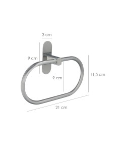 Toallero Forma Anilla Color Inox Con Efecto Espejo, Autoadhesivo Resistente, Porta Toallas, Toallero Adhesivo Pared / Mueble 2