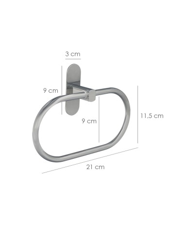 Toallero Forma Anilla Color Inox Con Efecto Espejo, Autoadhesivo Resistente, Porta Toallas, Toallero Adhesivo Pared / Mueble