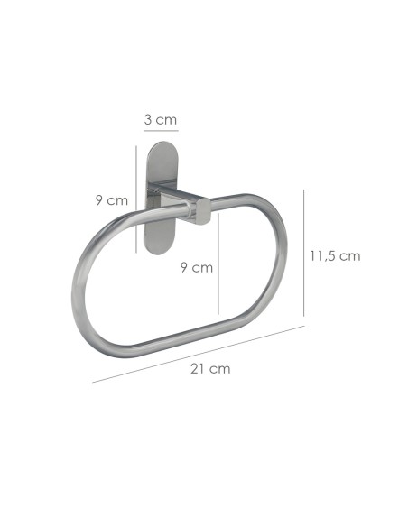 Toallero Forma Anilla Color Inox Con Efecto Espejo, Autoadhesivo Resistente, Porta Toallas, Toallero Adhesivo Pared / Mueble