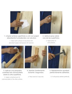 Pegamento Cianoacrilato (50 Gr.) con Acelerante (200ml) Especial materiales porosos, multiusos, plasticos, maderas, porcelana. 2