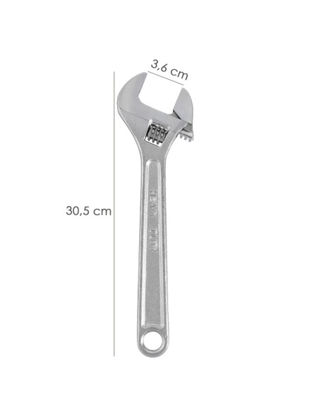 Llave Ajustable Moleta 12" / 300 mm. Llave Inglesa, Llave Apriete, Llave Ajustable