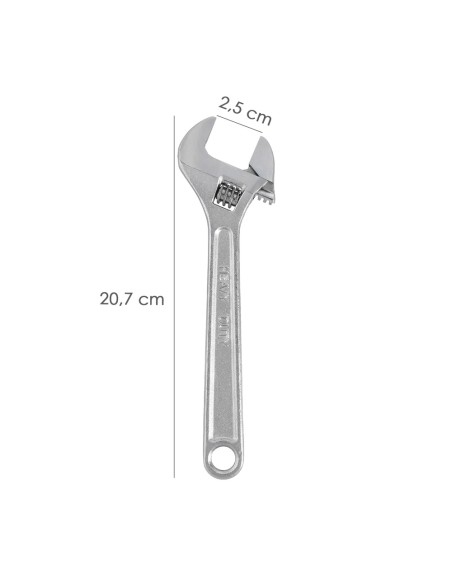 Llave Ajustable Moleta 8" / 200 mm. Llave Inglesa, Llave Apriete, Llave Ajustable