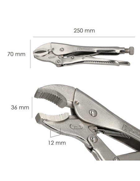 Mordaza Wolfpack Poligrip Curva 25x250 mm.