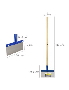 Rascador / Rasqueta Para Techos, Suelos, Paredes 300x150 mm. Con Mango Madera 1200 mm. Fabricado en Acero 2