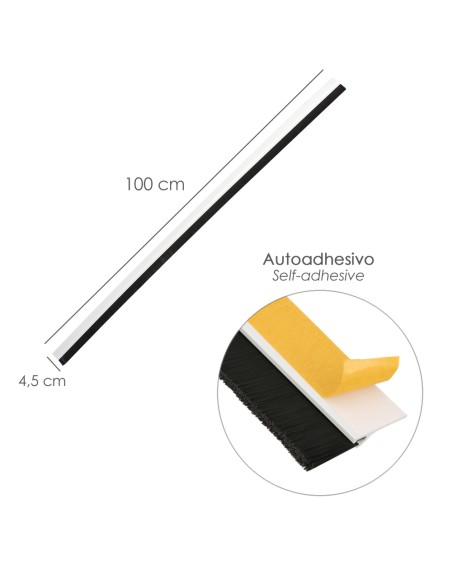 Burlete Pvc Con Cepillo. Para Puertas. Color Blanco 1 Metro
