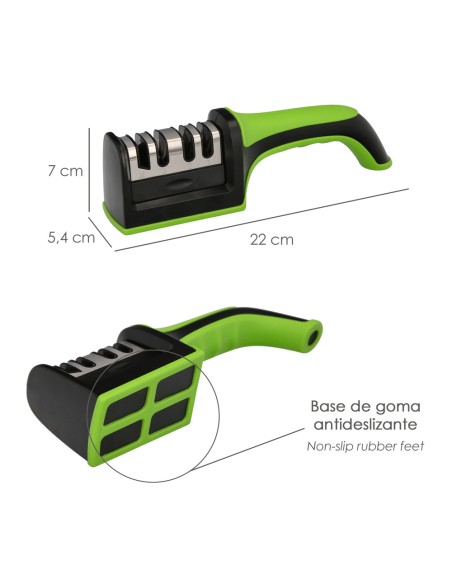 Afilador Cocina Cuchillos Tijeras, 4 Etapas Con Mango