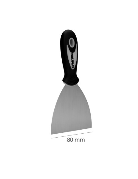 Espatula Acero Inoxidable Ancho 80 mm. Con Mango de Goma Ergonomico, Espatula Pintor, Espatula Masilla, Paletina, Paleta Rascar