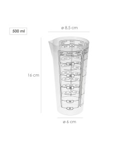 Vaso Medidor Plastico Oryx 500 ml. 8,5x6x16 cm. 2