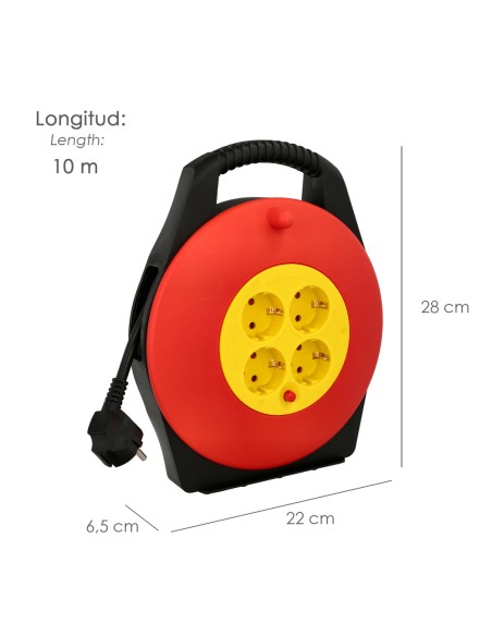 Extensible Domestico Wolfpack 10 Metros.Seccion 3 x 1.5 mm2. Alargadera Cable, Extensor Cable, Enrollacable