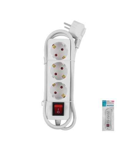 Regleta / Base Multiple 3 Tomas Con Toma De Tierra Con Interruptor