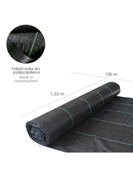 Malla Antihierbas (Rollo 1,55x100 Metros) Malla Anti Maleza, Malla Geotextil Jardin, Tela Anti Hierbas Jardin