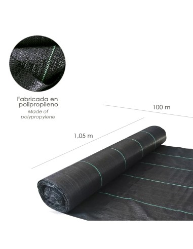 Malla Antihierbas (Rollo 1,05x10 Metros) Malla Anti Maleza, Malla Geotextil Jardin, Tela Anti Hierbas Jardin,