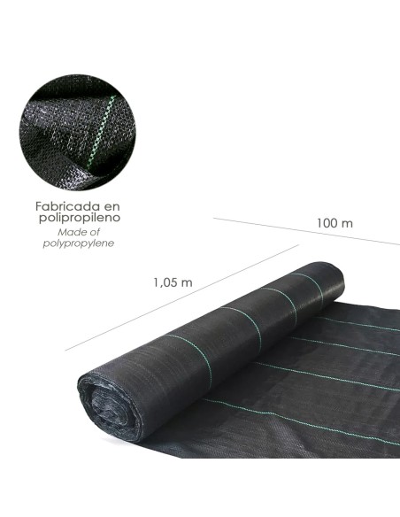 Malla Antihierbas (Rollo 1,05x10 Metros) Malla Anti Maleza, Malla Geotextil Jardin, Tela Anti Hierbas Jardin,