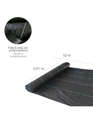 Malla Antihierbas (Rollo 0,9x10 Metros) Malla Anti Maleza, Malla Geotextil Jardin, Tela Anti Hierbas Jardin,