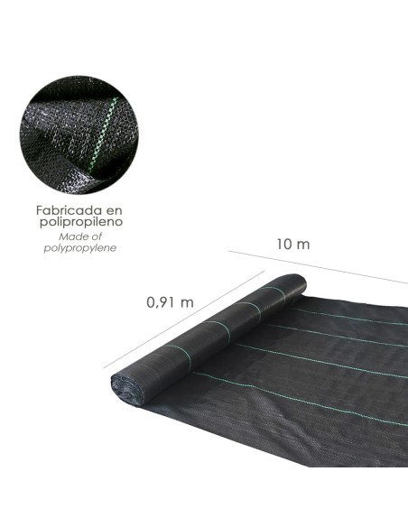 Malla Antihierbas (Rollo 0,9x10 Metros) Malla Anti Maleza, Malla Geotextil Jardin, Tela Anti Hierbas Jardin,