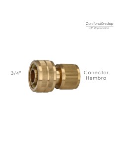 Conector Manguera Con Función STOP Fabricado en Laton 3/4" Hembra, Adaptador Grifo, Conector Grifo A Conector Rapido 2
