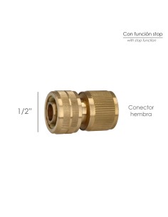 Conector Manguera Con Función STOP Fabricado en Laton 1/2" Hembra, Adaptador Grifo, Conector Grifo A Conector Rapido 2