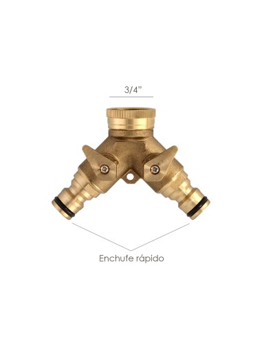 Adaptador Manguera Laton 2 tomas para Grifo 3/4"