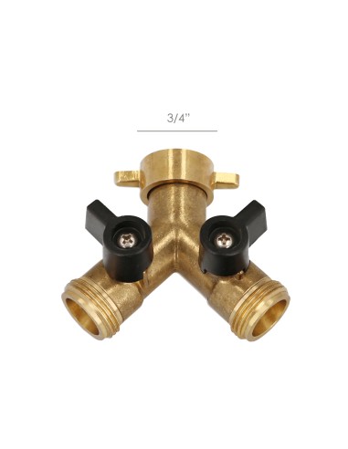 Adaptador Manguera Laton 2 Tomas Macho 3/4", Duplicador Grifo, Adaptador 2 Vias, Entrada 3/4" Hembra