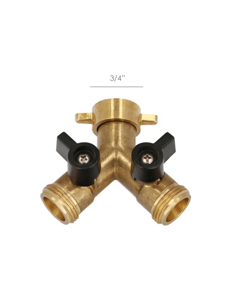Adaptador Manguera Laton 2 Tomas Macho 3/4", Duplicador Grifo, Adaptador 2 Vias, Entrada 3/4" Hembra