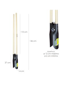 Cavahoyos Acero Forjado Con Mango Madera 146 cm. Plantador, Cava Hoyos,sembradora, Plantadora, Cava Poste, Siembra Bulbos, 2