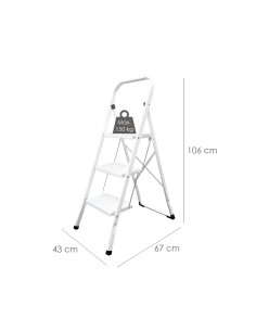 Escalerilla Acero 3 Peldaños Uso Doméstico.Escalerilla blanca 2