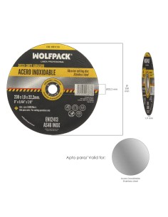 Disco Corte Abrasivo Acero Inoxidable Ø 230x Ø 22,2 mm Espesor 1,9 mm Disco Radial / Amoladora Universal Con Todas Las Amoladora 2