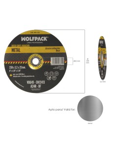 Disco Corte Abrasivo Metal Ø 230 x Ø 22 mm. Espesor 3,2 mm.Disco Radial / Amoladora Universal 2