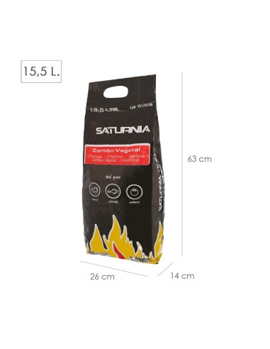 Bolsa Carbon Vegetal Para Barbacoas 15,5 Litros Carbon Duradero y Trozos de Gran Tamaño,