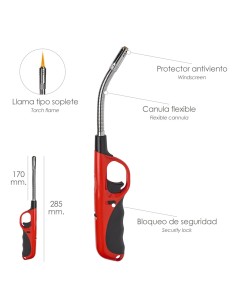Encendedor / Mechero Gas Antiviento Llama Tipo Soplete 285 mm. 2
