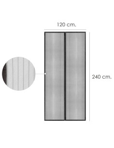 Cortina Mosquitera Para Puertas Con Cierre Central Magnetico Automatico 120 x 240 (Alt.) cm. Color Negro. 2