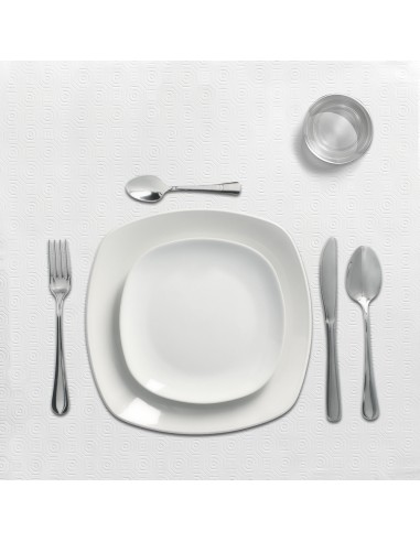 Mantel Hule Muleton Redondo Blanco Impermeable Antimanchas PVC Ø 140 cm. Uso Interior y Exterior