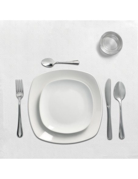 Mantel Hule Muleton Redondo Blanco Impermeable Antimanchas PVC Ø 140 cm. Uso Interior y Exterior