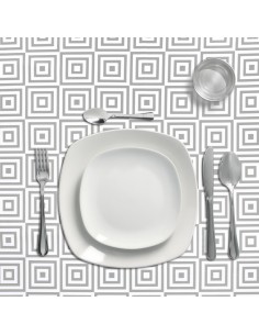 Mantel Hule Rectangular Rombos Grises Impermeable Antimanchas PVC 140x250 cm. Recortable Uso Interior y Exterior 2