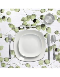 Mantel Hule Rectangular Hojas Verdes Impermeable Antimanchas PVC 140x250 cm. Recortable Uso Interior y Exterior 2