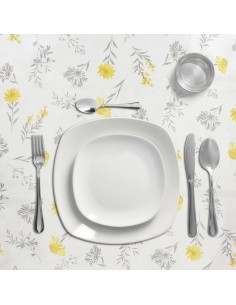 Mantel Hule Rectangular Flores Amarillas. Impermeable Antimanchas PVC 140 cm. x 20 metros. Rollo Recortable. Interior y Exterior 2