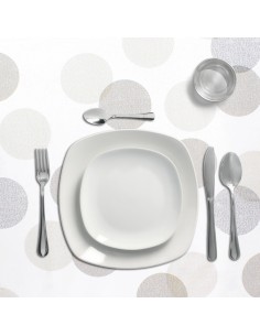 Mantel Hule Rectangular Circulos Beige Impermeable Antimanchas PVC 140x250 cm. Recortable Uso Interior y Exterior 2