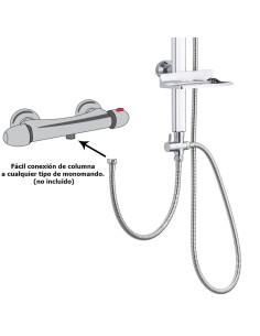 Columna Ducha Universal Multifuncional Completa Cuadrada, Acero Cromado, Rociador Alcachofa Efecto Lluvia 22,5x22,5 cm. 2
