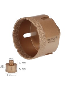 Corona Diamante Para Amoladora Ø 65 mm. Conexión Rosca M14. Corte Seco 2