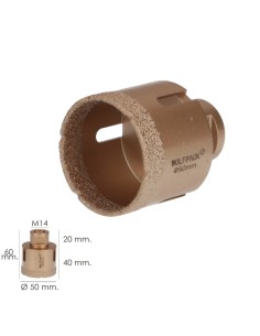 Corona Diamante Para Amoladora Ø 50 mm. Conexión Rosca M14. Corte Seco 2