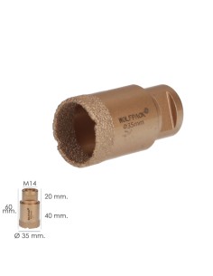 Corona Diamante Para Amoladora Ø 35 mm. Conexión Rosca M14. Corte Seco 2