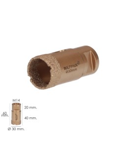 Corona Diamante Para Amoladora Ø 30 mm. Conexión Rosca M14. Corte Seco 2