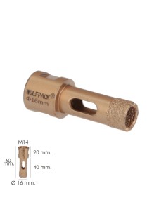 Corona Diamante Para Amoladora Ø 16 mm. Conexión Rosca M14. Corte Seco 2