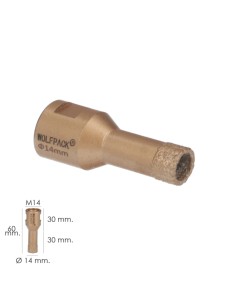 Corona Diamante Para Amoladora Ø 14 mm. Conexión Rosca M14. Corte Seco 2