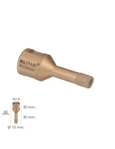 Corona Diamante Para Amoladora Ø 10 mm. Conexión Rosca M14. Corte Seco 2